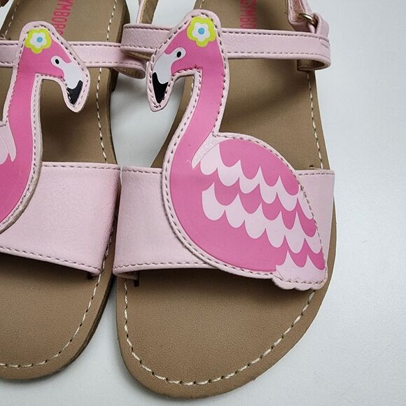 Gymboree Girls Tropical Paradise Pink & Brown Flamingo Sandals Size 13 - Picture 3 of 11